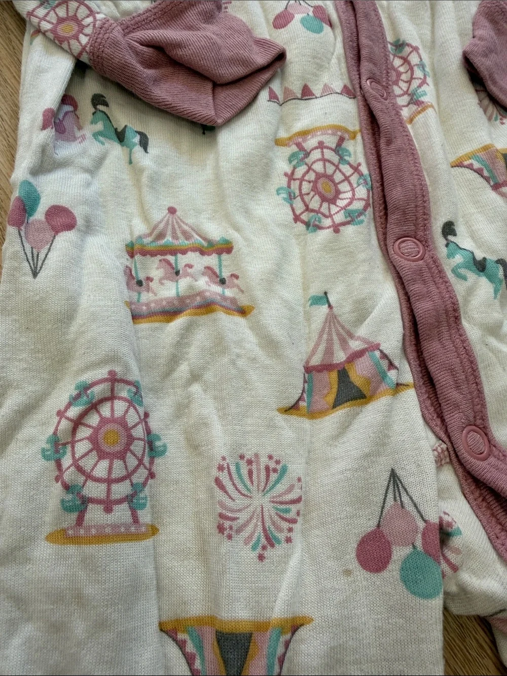 Carter's Gray & Pink Whale and Carousel Print Footie Pair